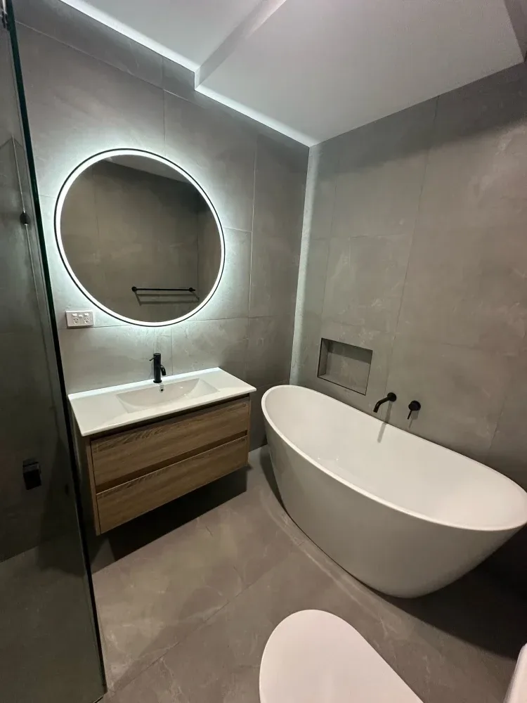 After bathroom renovation.